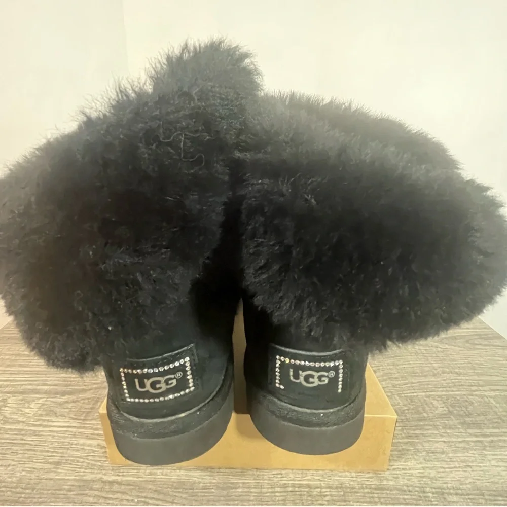 UGG Bailey Button Bling Crystal Black Boots